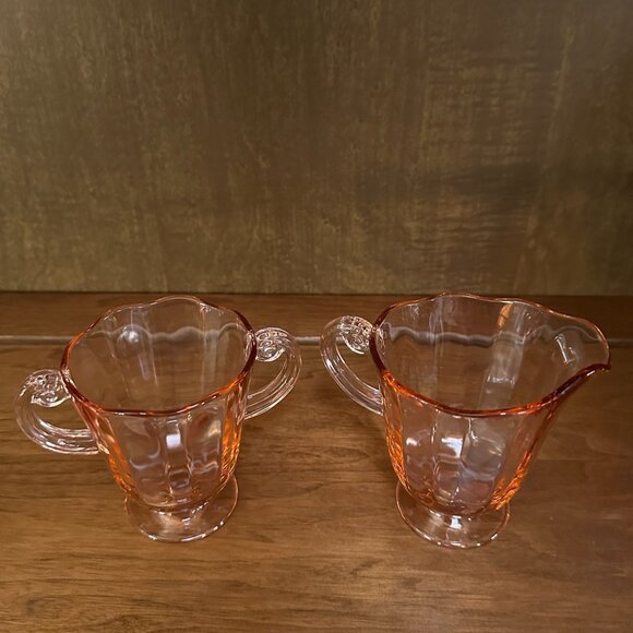 Fostoria Fairfax Pink Depression Glass Creamer & Sugar - Picture 7 of 7